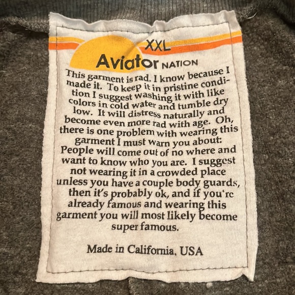 AVIATOR NATION Size XXLarge 2X Tall 36" Inseam Shin/Kneepad  Sweatpants$198 RARE - Picture 13 of 17